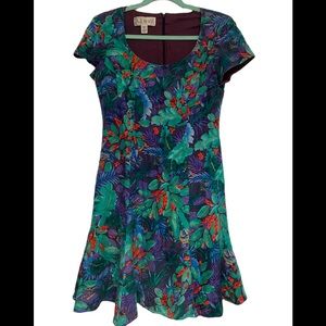 A.J. Bari 100% silk vintage dress; size 6